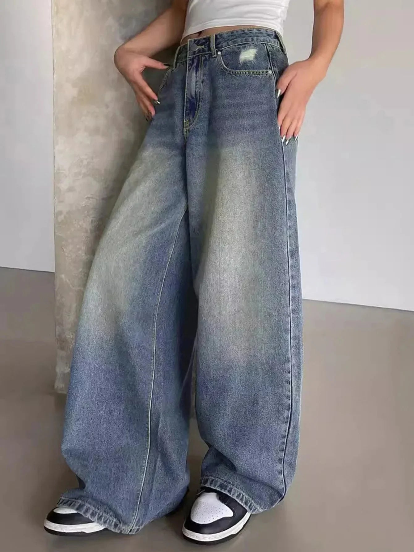 Luvo | Jean Baggy à Jambes Larges pour Femme - Décontracté