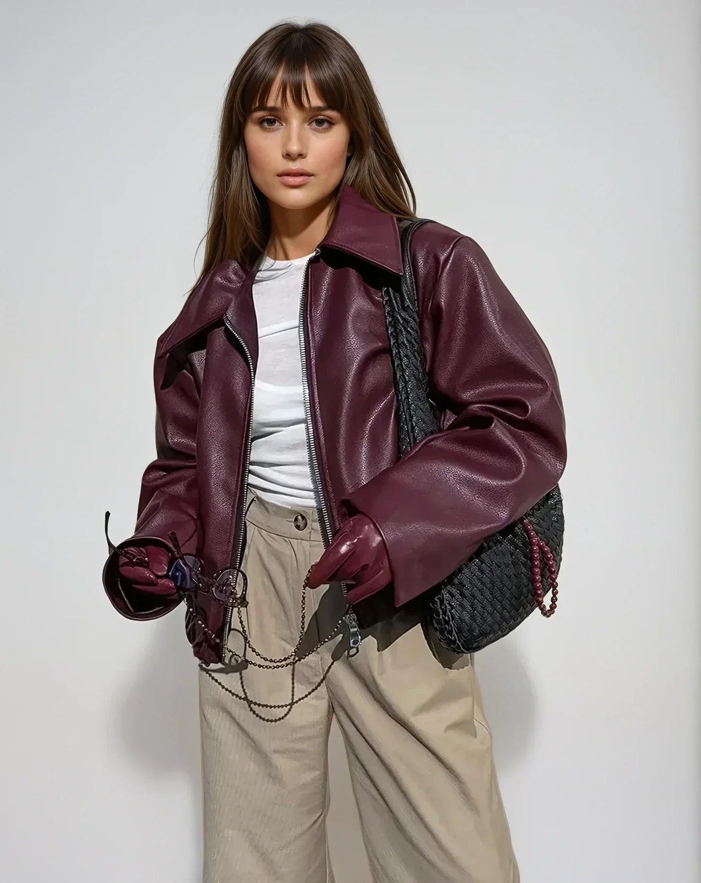 Luvo | Veste Rouge Vintage pour Femme – Avec Fermeture Éclair