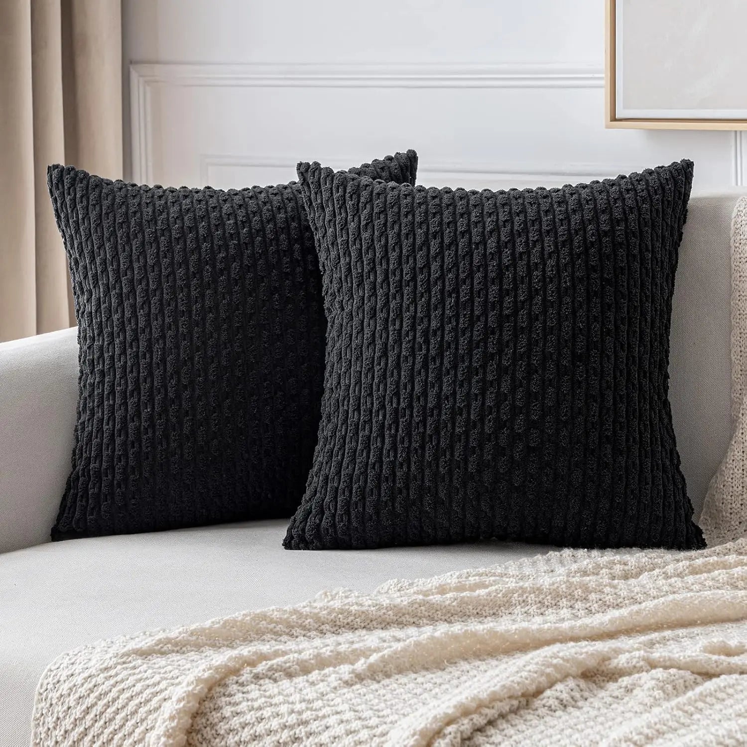 Luvo | Striped Corduroy Decorative Cushion – for Sofa and Bed