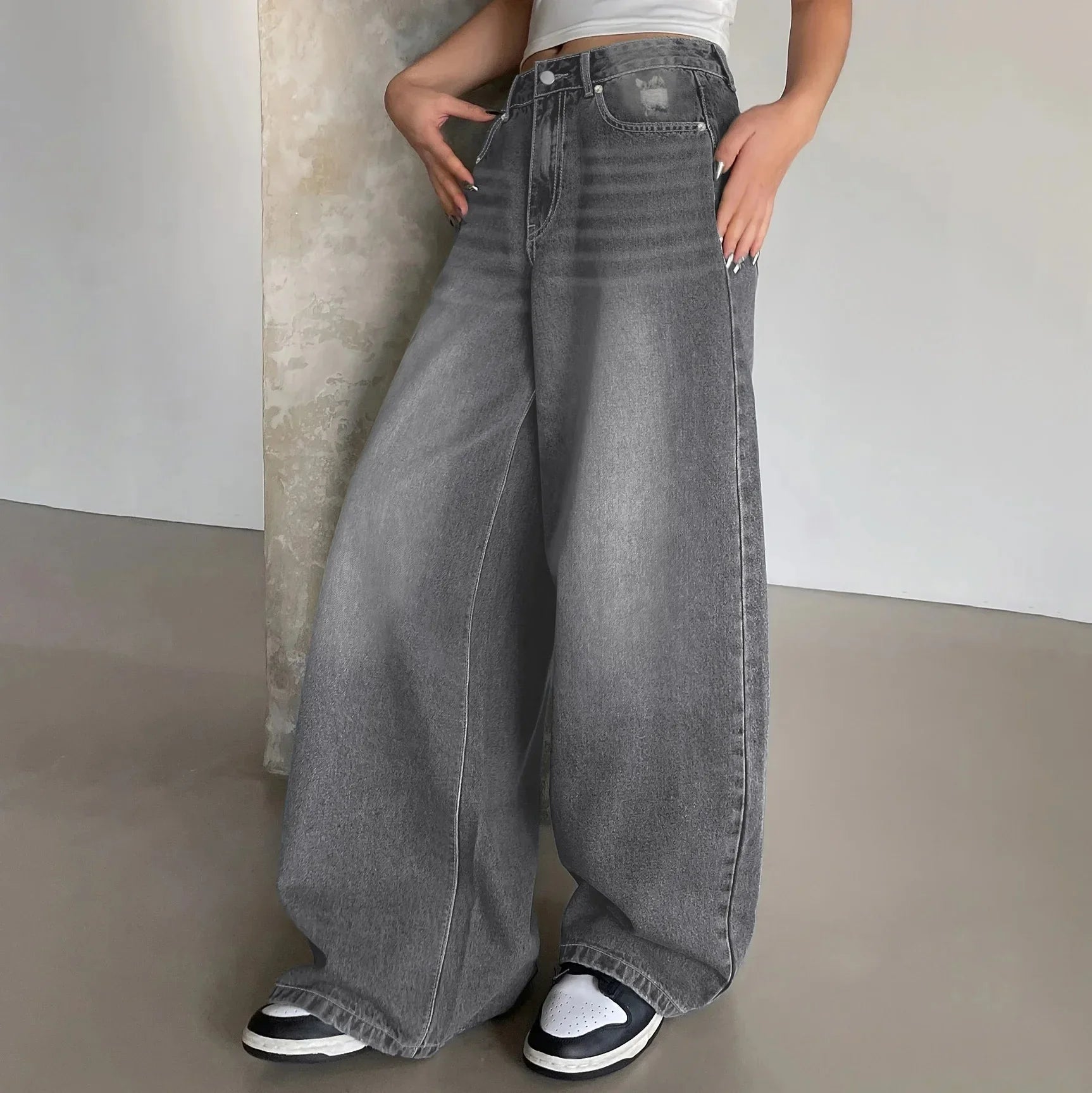 Luvo | Jean Baggy à Jambes Larges pour Femme - Décontracté