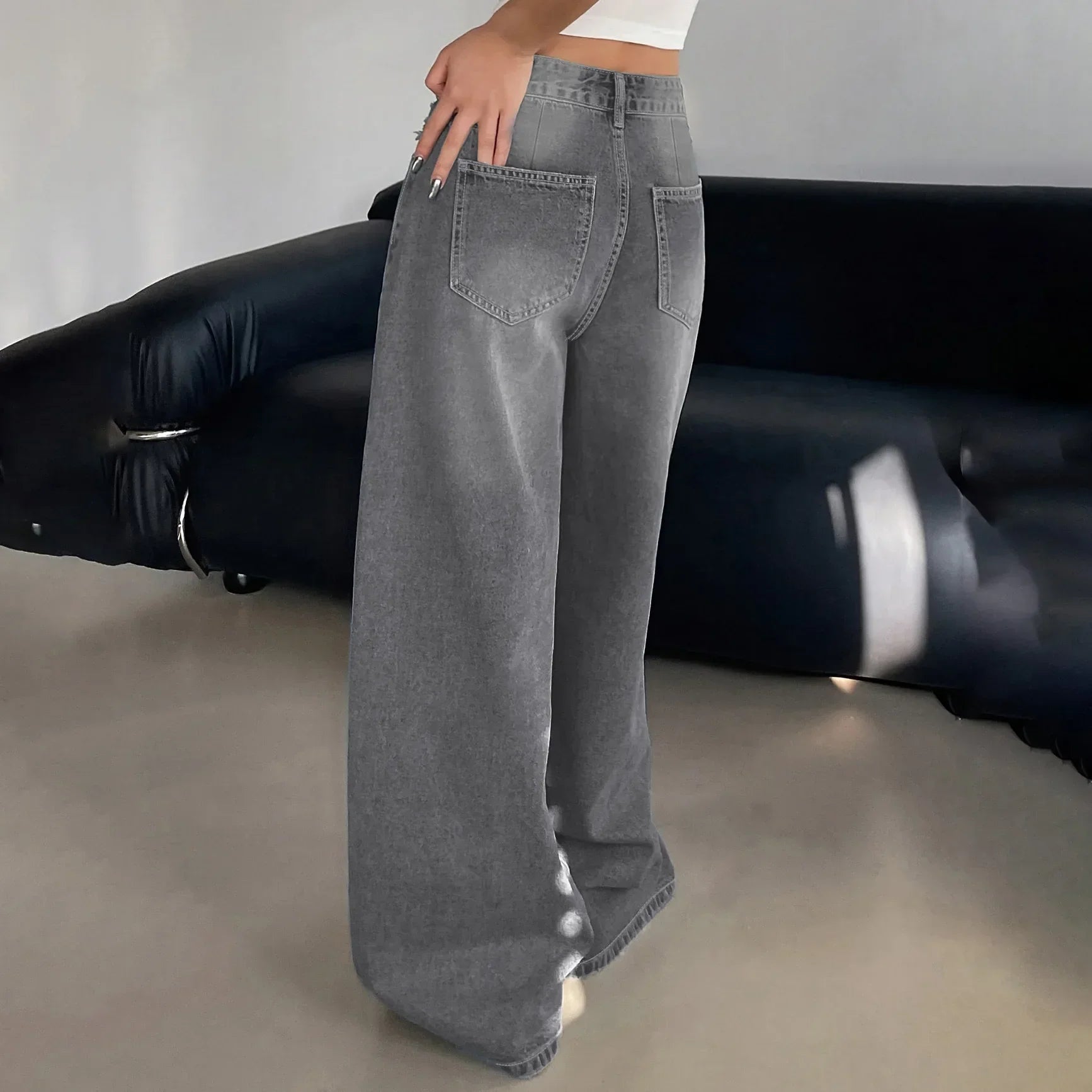Luvo | Jean Baggy à Jambes Larges pour Femme - Décontracté