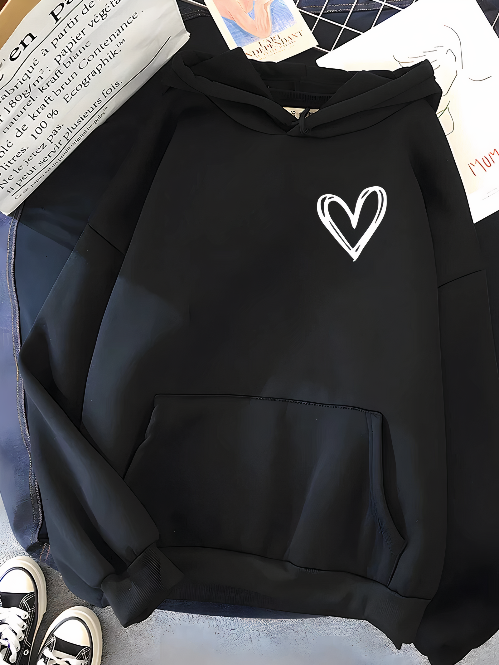 Luvo | Sweat à Capuche Décontracté pour Femme avec Motif Cœur – Coupe Ample