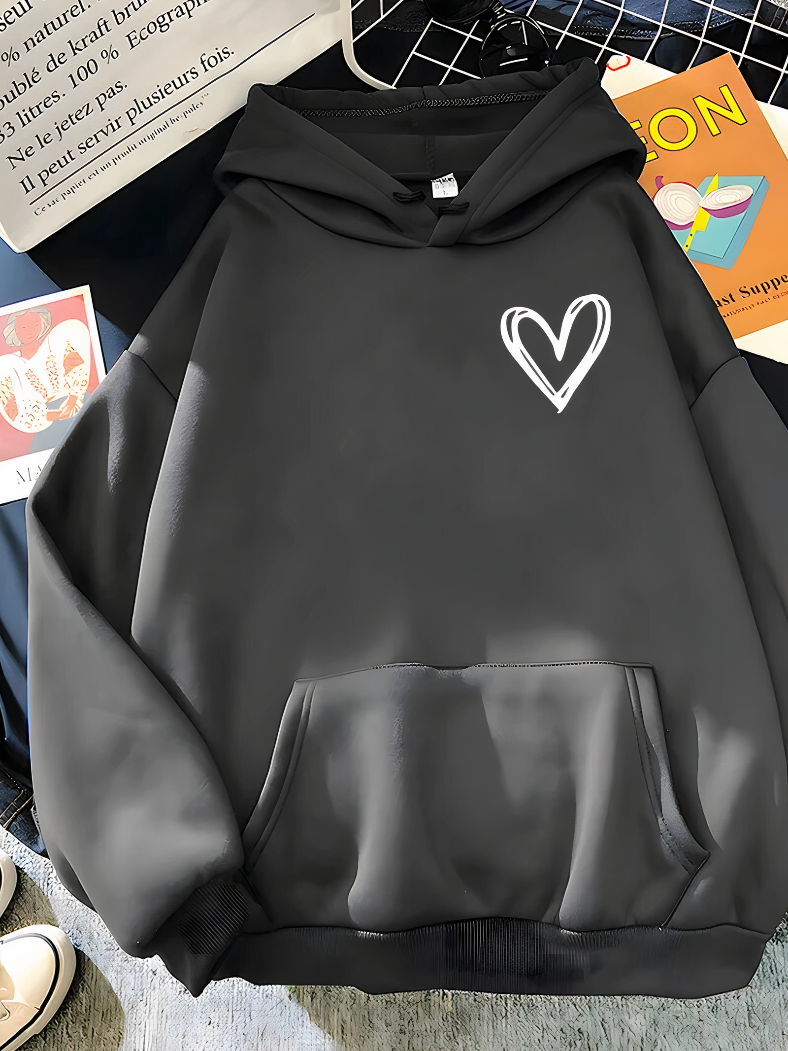 Luvo | Sweat à Capuche Décontracté pour Femme avec Motif Cœur – Coupe Ample