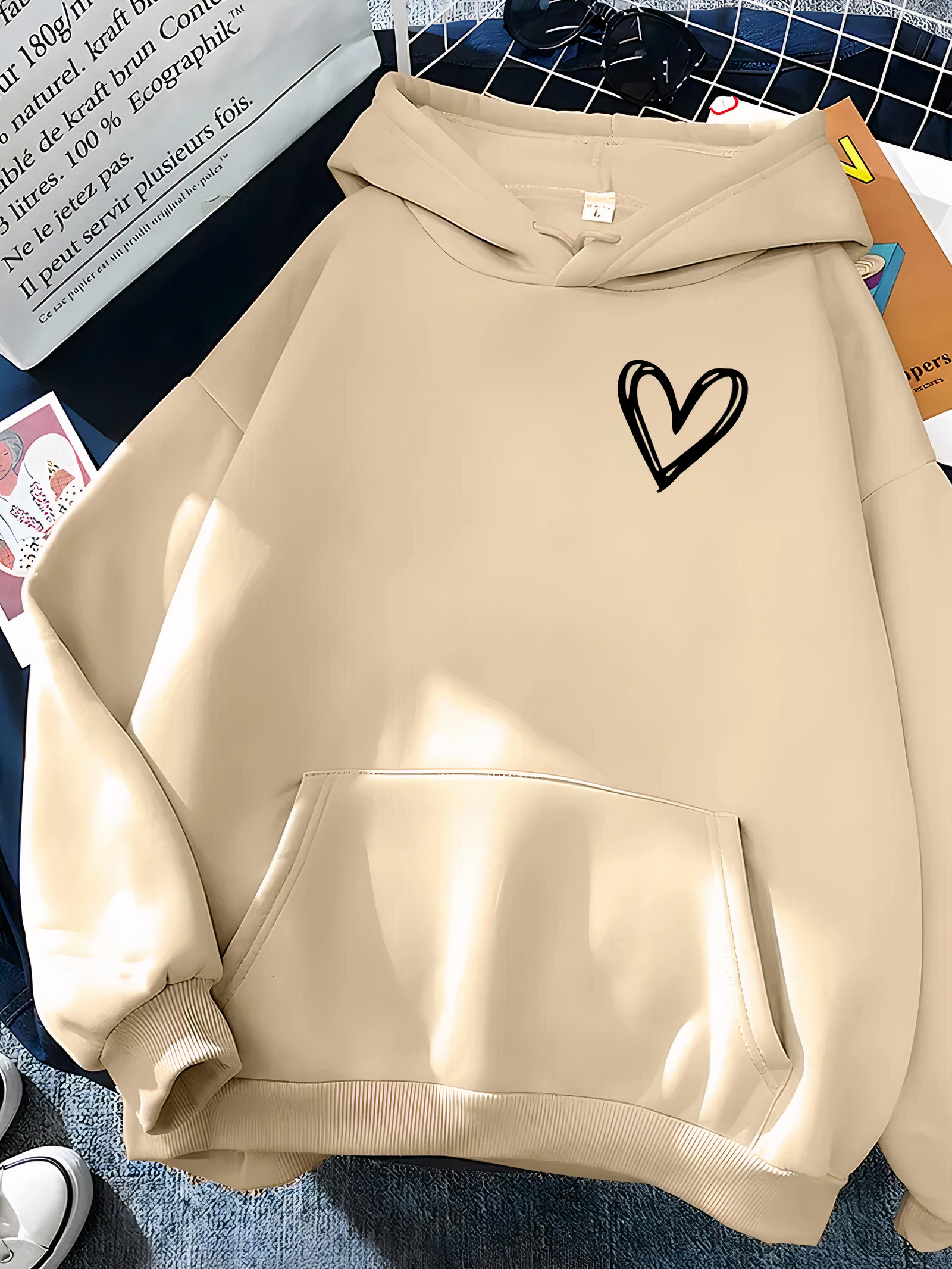 Luvo | Sweat à Capuche Décontracté pour Femme avec Motif Cœur – Coupe Ample