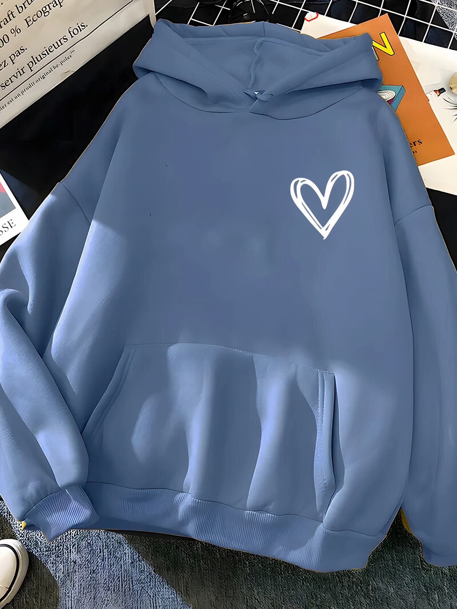 Luvo | Sweat à Capuche Décontracté pour Femme avec Motif Cœur – Coupe Ample