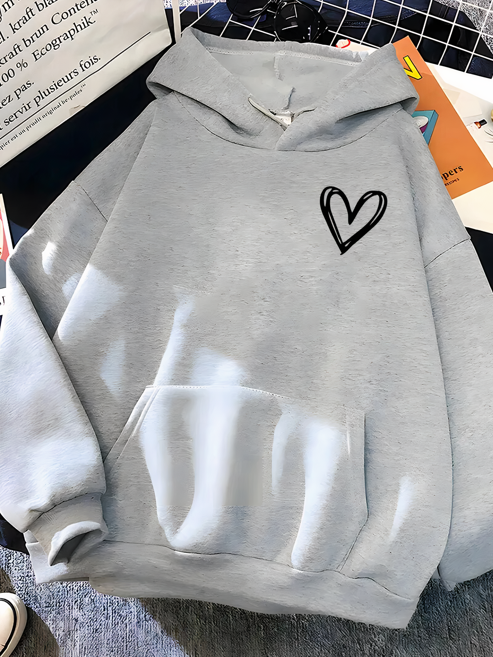Luvo | Sweat à Capuche Décontracté pour Femme avec Motif Cœur – Coupe Ample