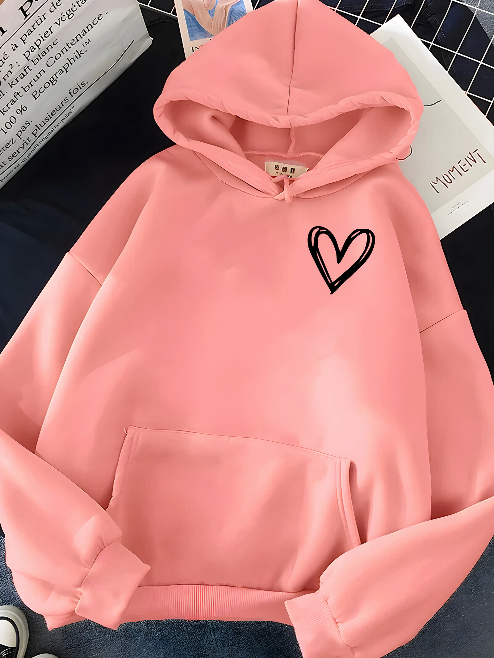 Luvo | Sweat à Capuche Décontracté pour Femme avec Motif Cœur – Coupe Ample