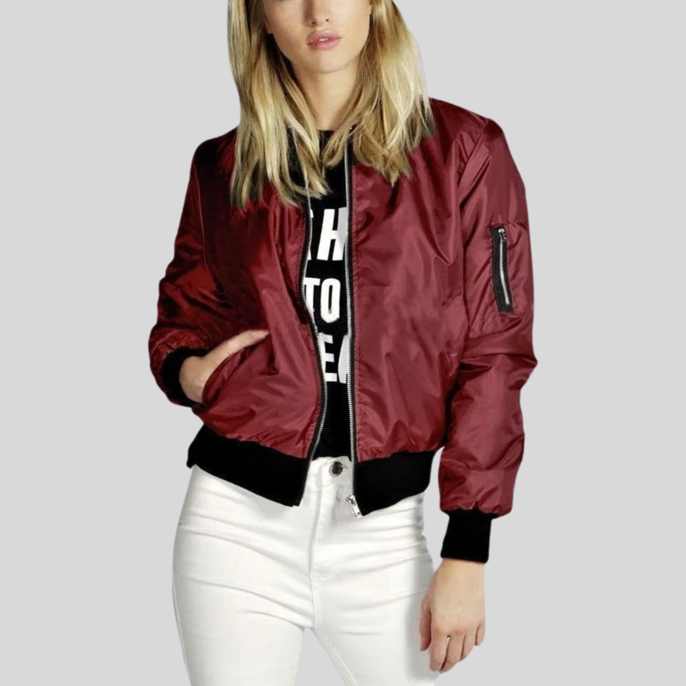 Luvo | Veste Bomber Mi-saison à Manches Longues pour Femme
