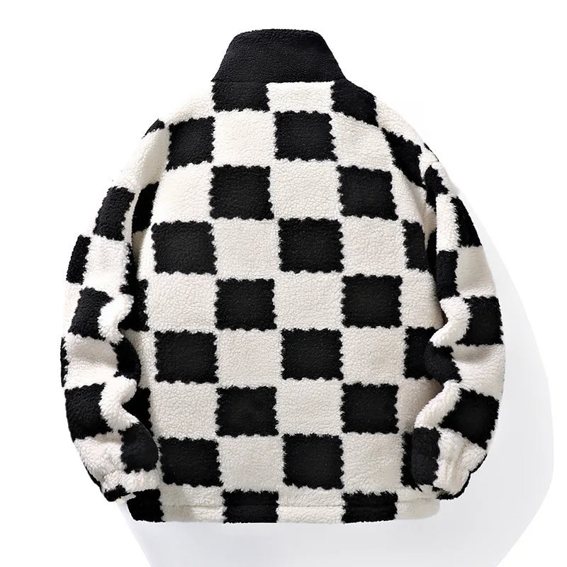 Luvo | Veste polaire à motif damier pour homme – Hiver