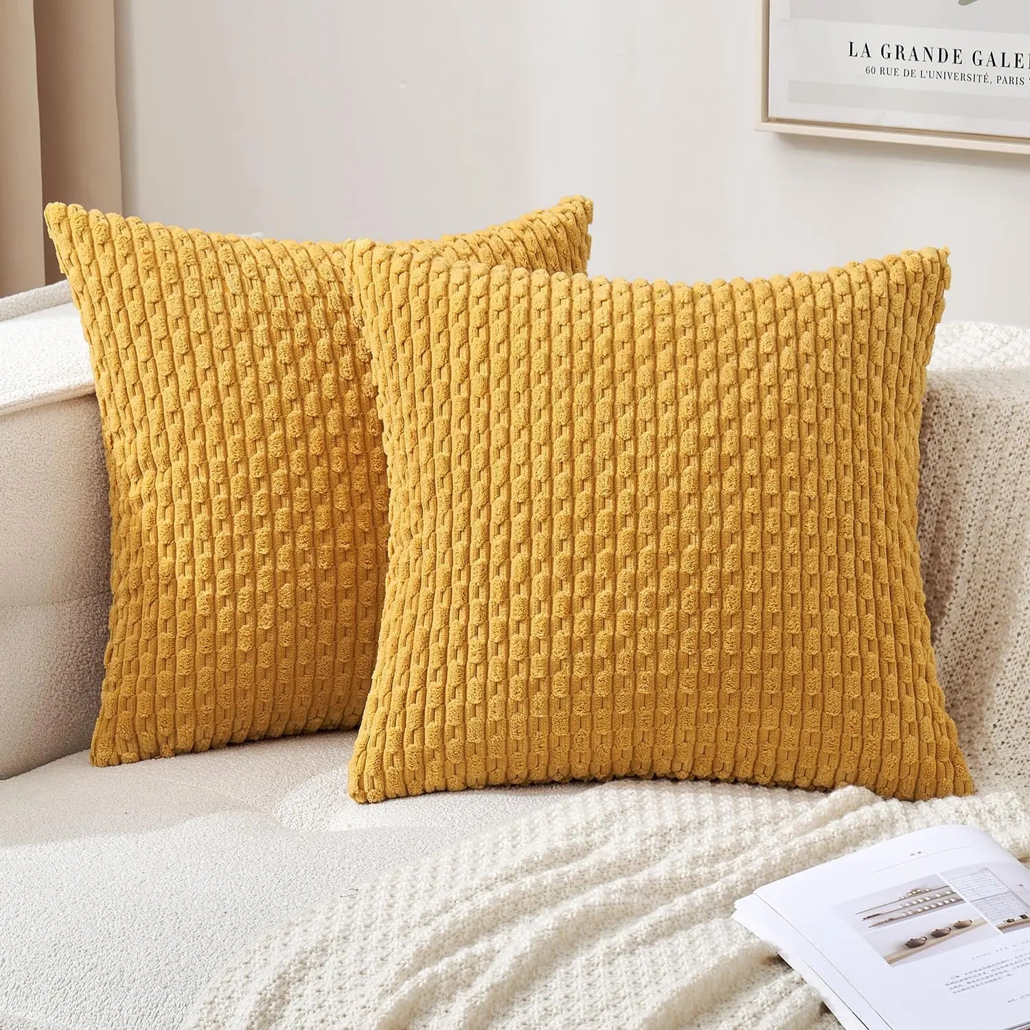 Luvo | Striped Corduroy Decorative Cushion – for Sofa and Bed