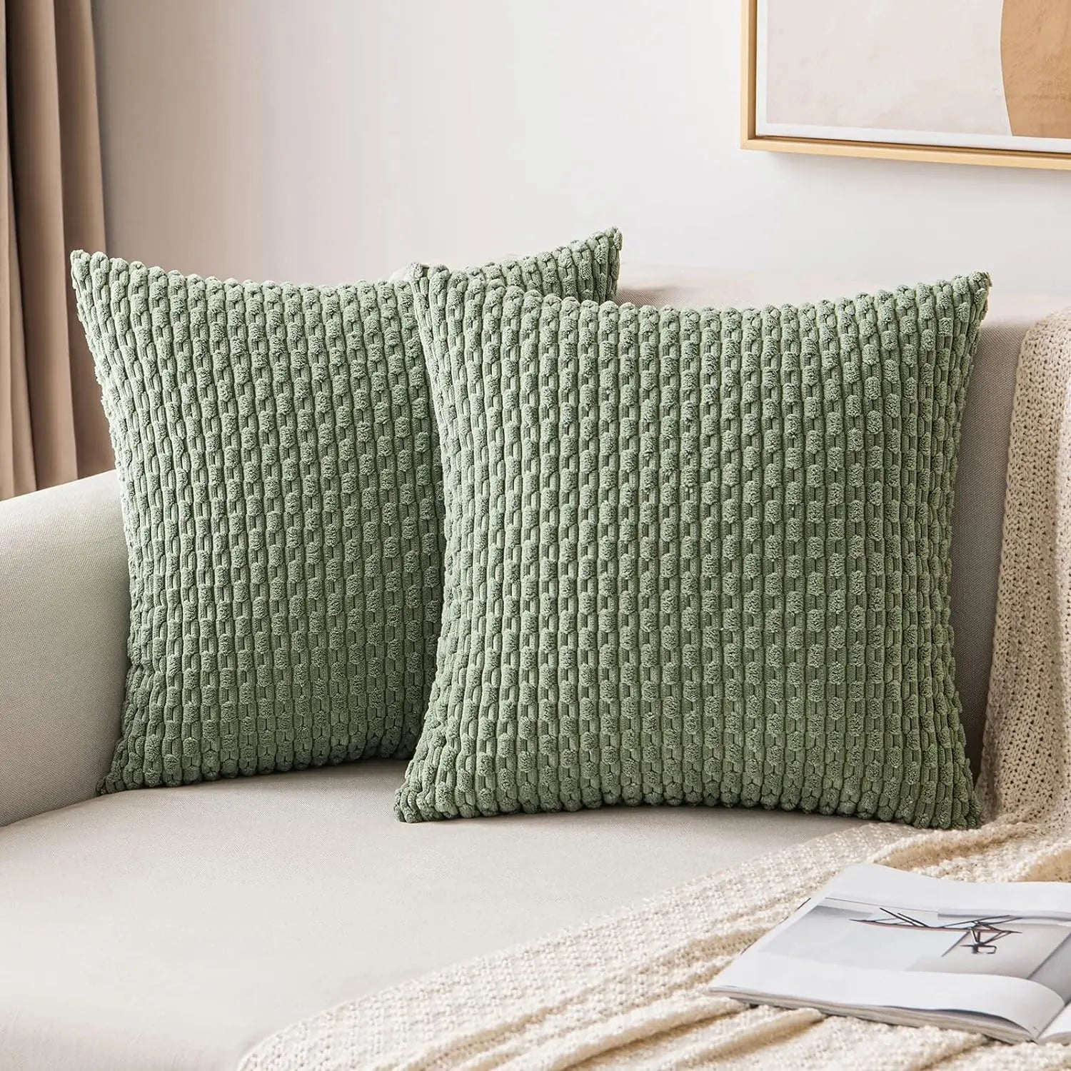 Luvo | Striped Corduroy Decorative Cushion – for Sofa and Bed