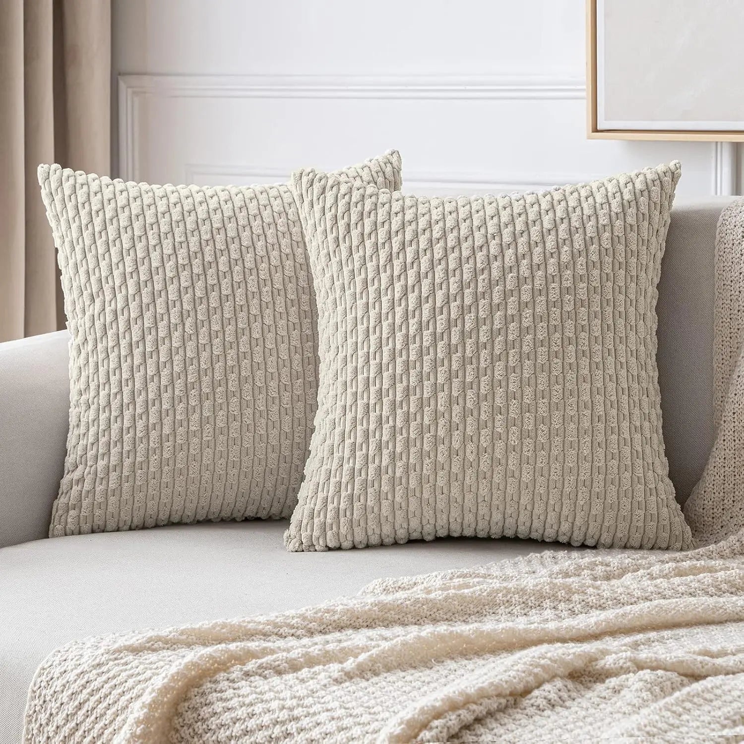 Luvo | Striped Corduroy Decorative Cushion – for Sofa and Bed
