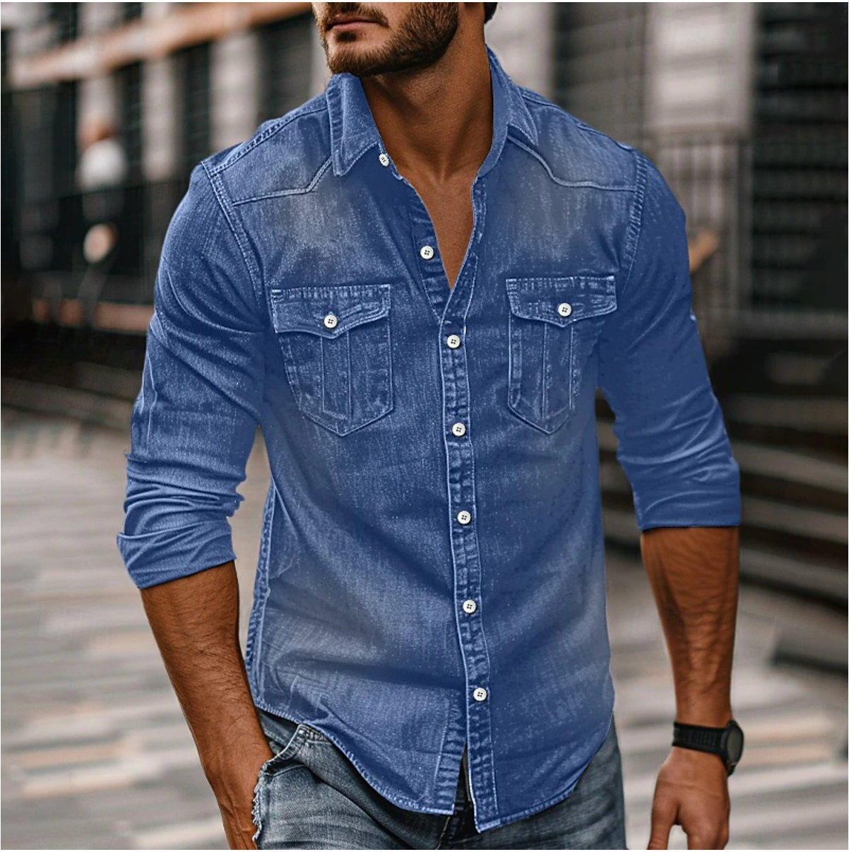 Luvo | Chemise en Jean à Boutons pour Homme