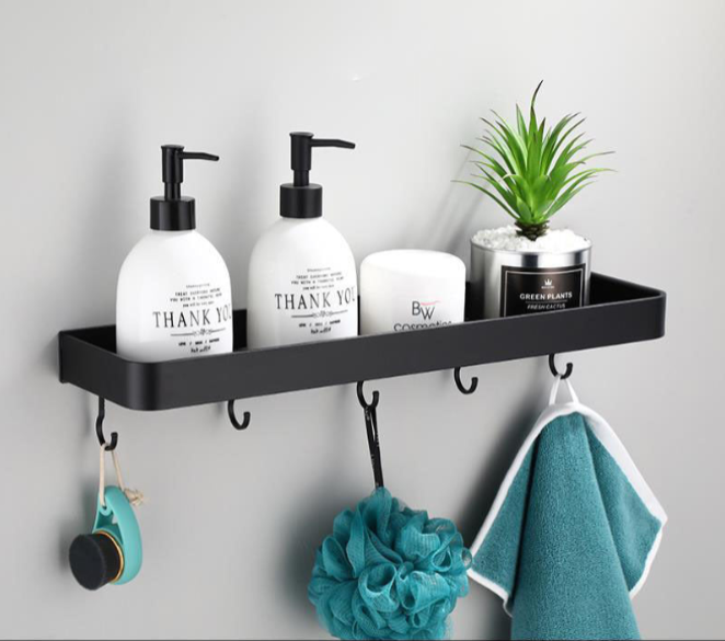 Luvo | Étagère Murale de Salle de Bain – Finition Noire