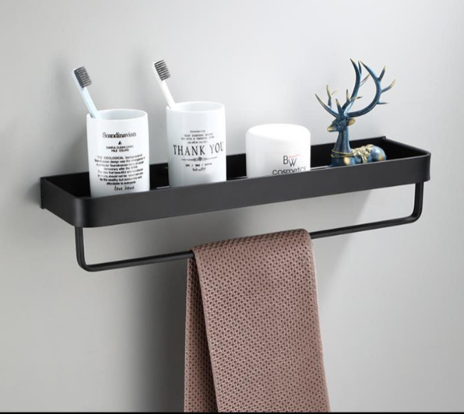 Luvo | Étagère Murale de Salle de Bain – Finition Noire