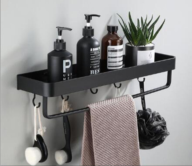 Luvo | Étagère Murale de Salle de Bain – Finition Noire