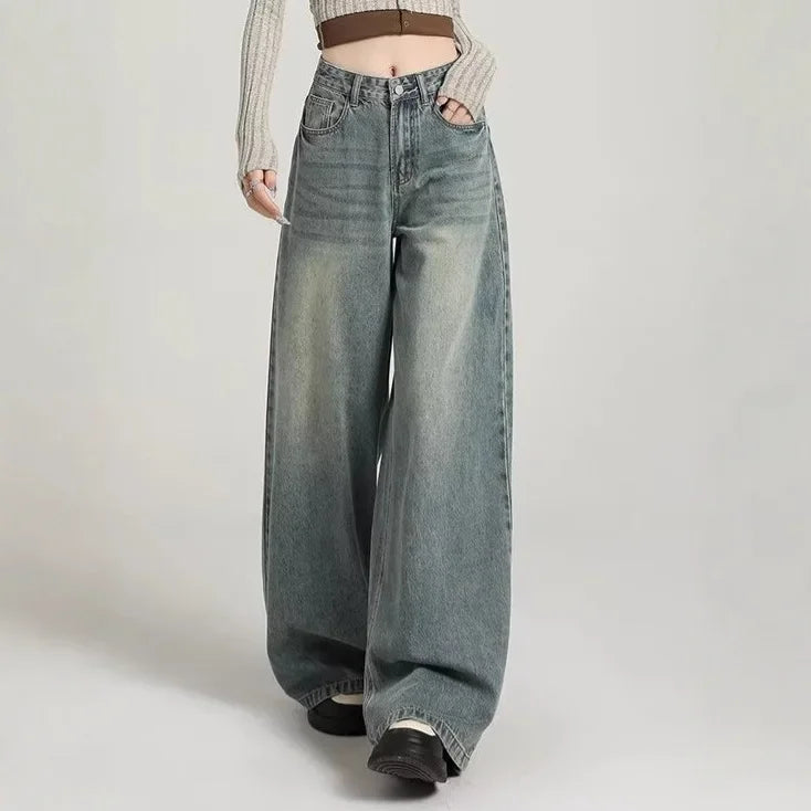 Luvo | Damen Stilvoll Baggy Jeans - Hohe Taille