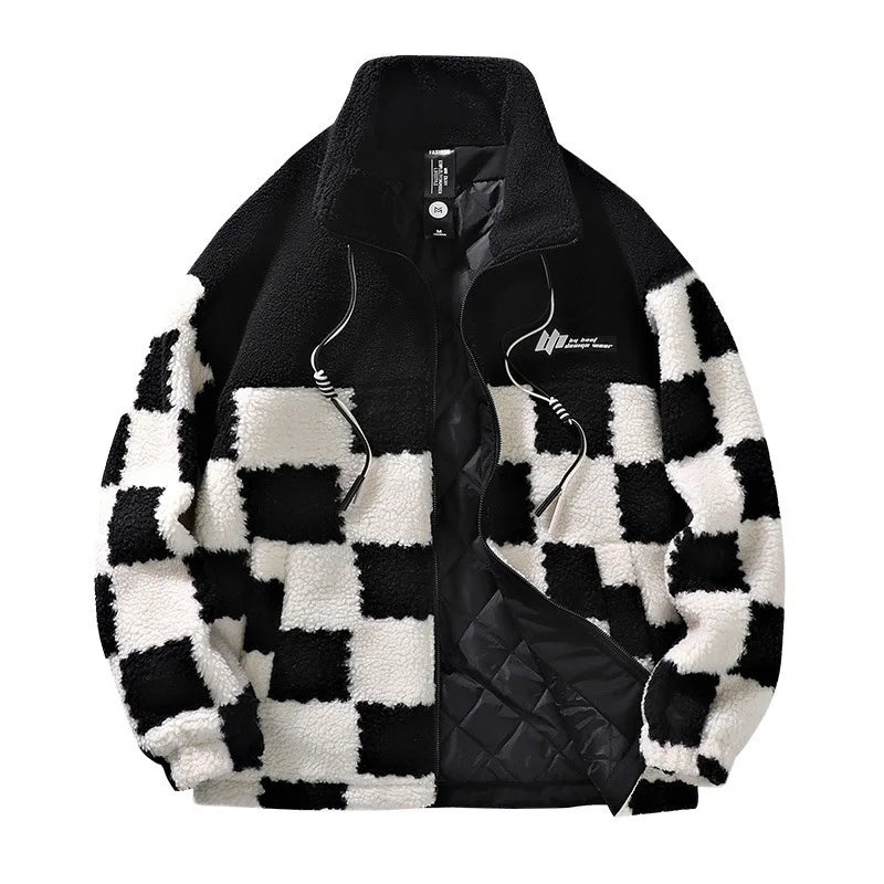 Luvo | Veste polaire à motif damier pour homme – Hiver