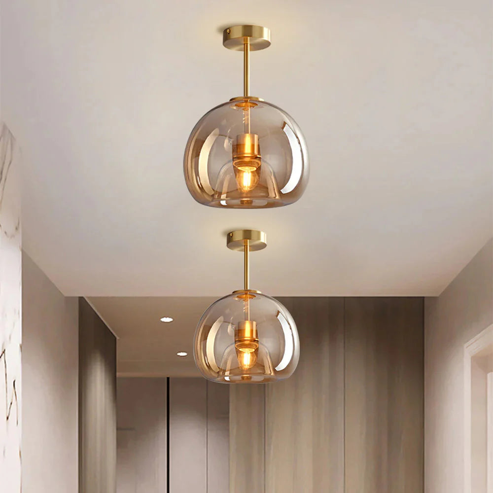 Luvo | Glass and Copper Ceiling Light