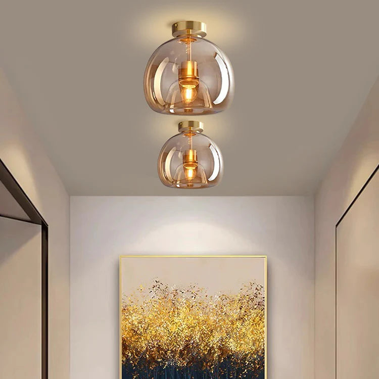 Luvo | Glass and Copper Ceiling Light