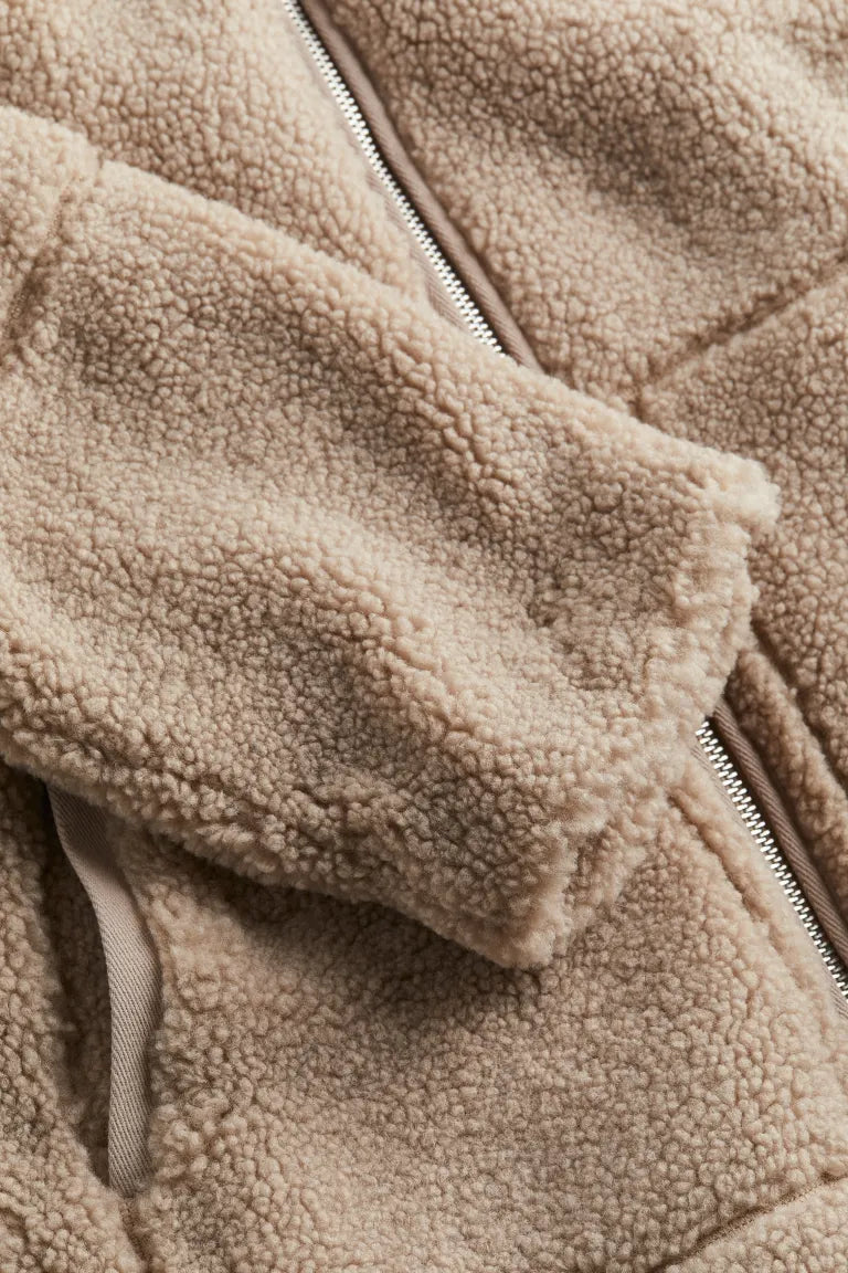 Luvo | Veste Femme en Tissu Teddy – Col Montant et Design Doux