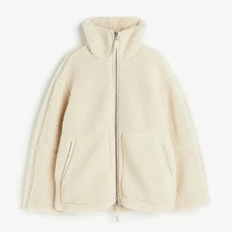 Luvo | Veste Femme en Tissu Teddy – Col Montant et Design Doux
