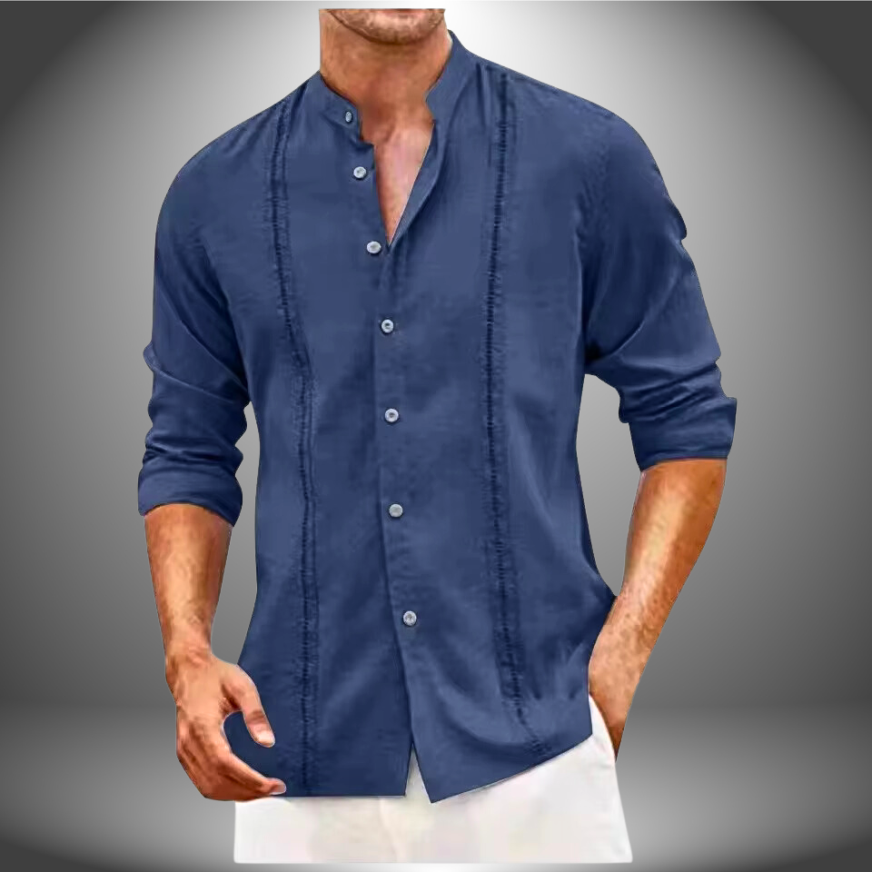 Luvo | Chemise Homme Cintrée – Col Mandarin & Style Décontracté à Boutons