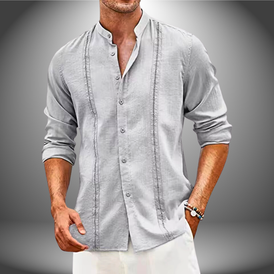 Luvo | Chemise Homme Cintrée – Col Mandarin & Style Décontracté à Boutons