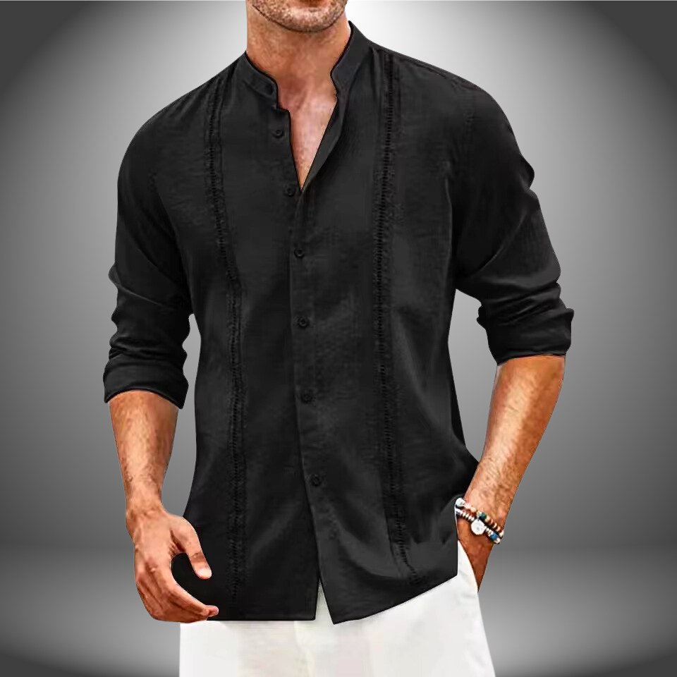 Luvo | Chemise Homme Cintrée – Col Mandarin & Style Décontracté à Boutons