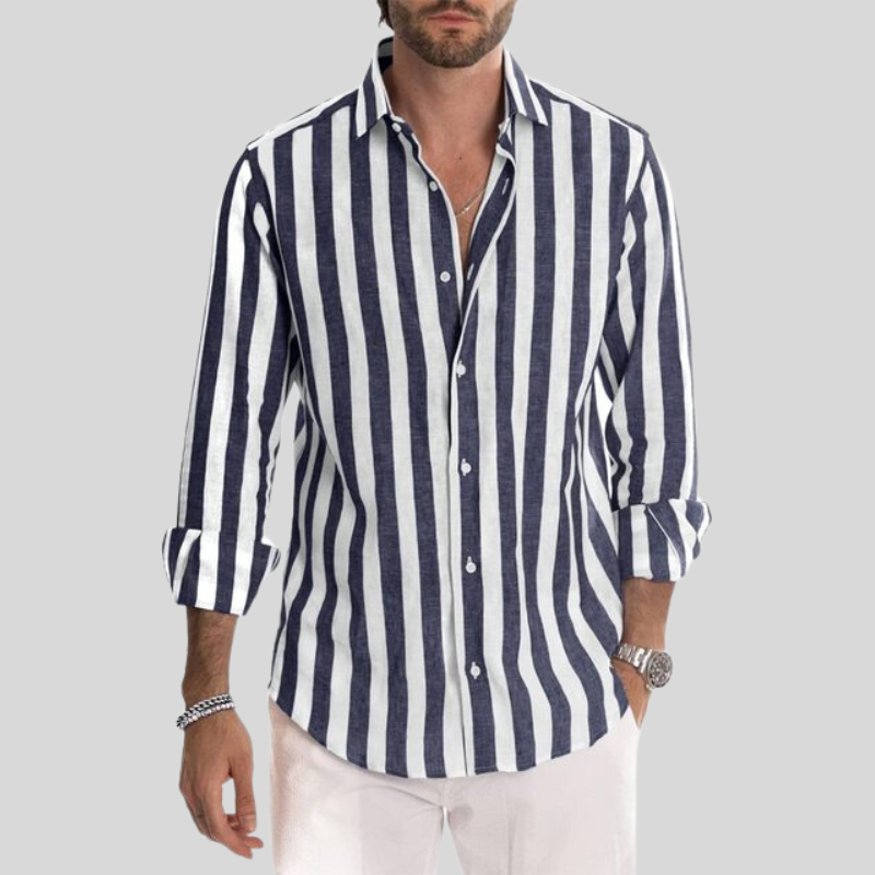 Luvo | Chemise Homme Ajustée à Rayures Manches Longues