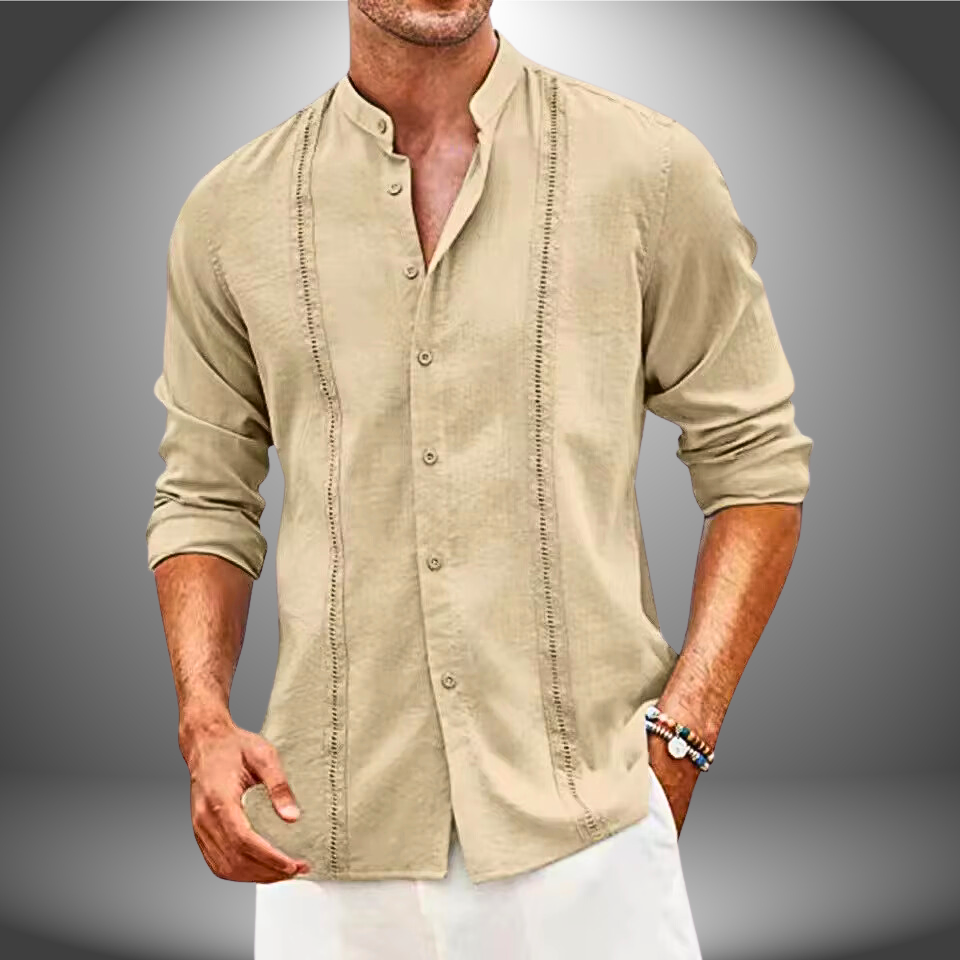 Luvo | Chemise Homme Cintrée – Col Mandarin & Style Décontracté à Boutons