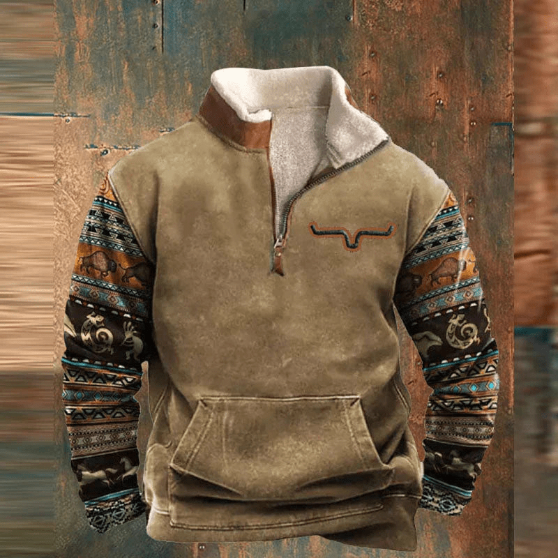 Luvo | Sweat-shirt zippé à motif pour Homme