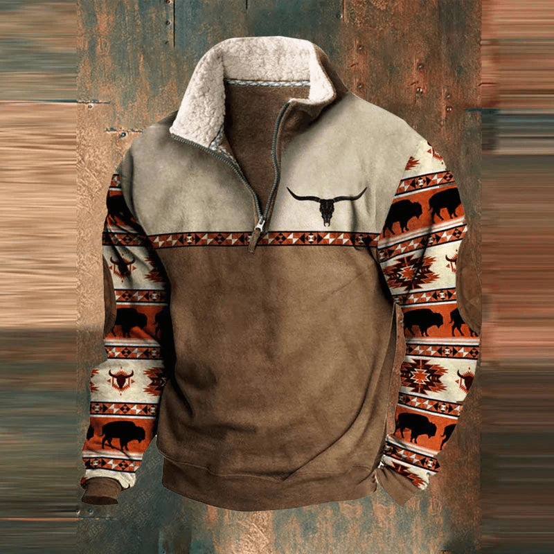 Luvo | Sweat-shirt zippé à motif pour Homme