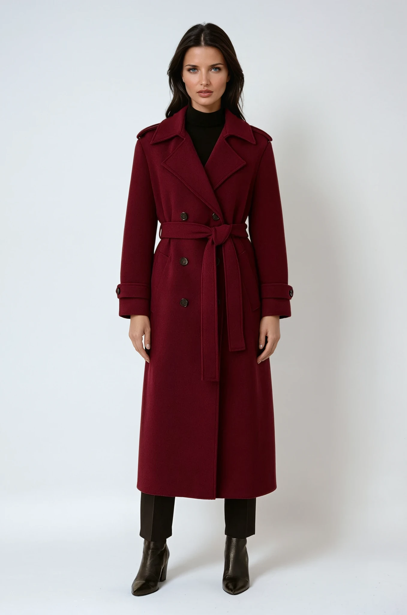 Luvo | Manteau d’Hiver Bordeaux Femme – Long et Chaud