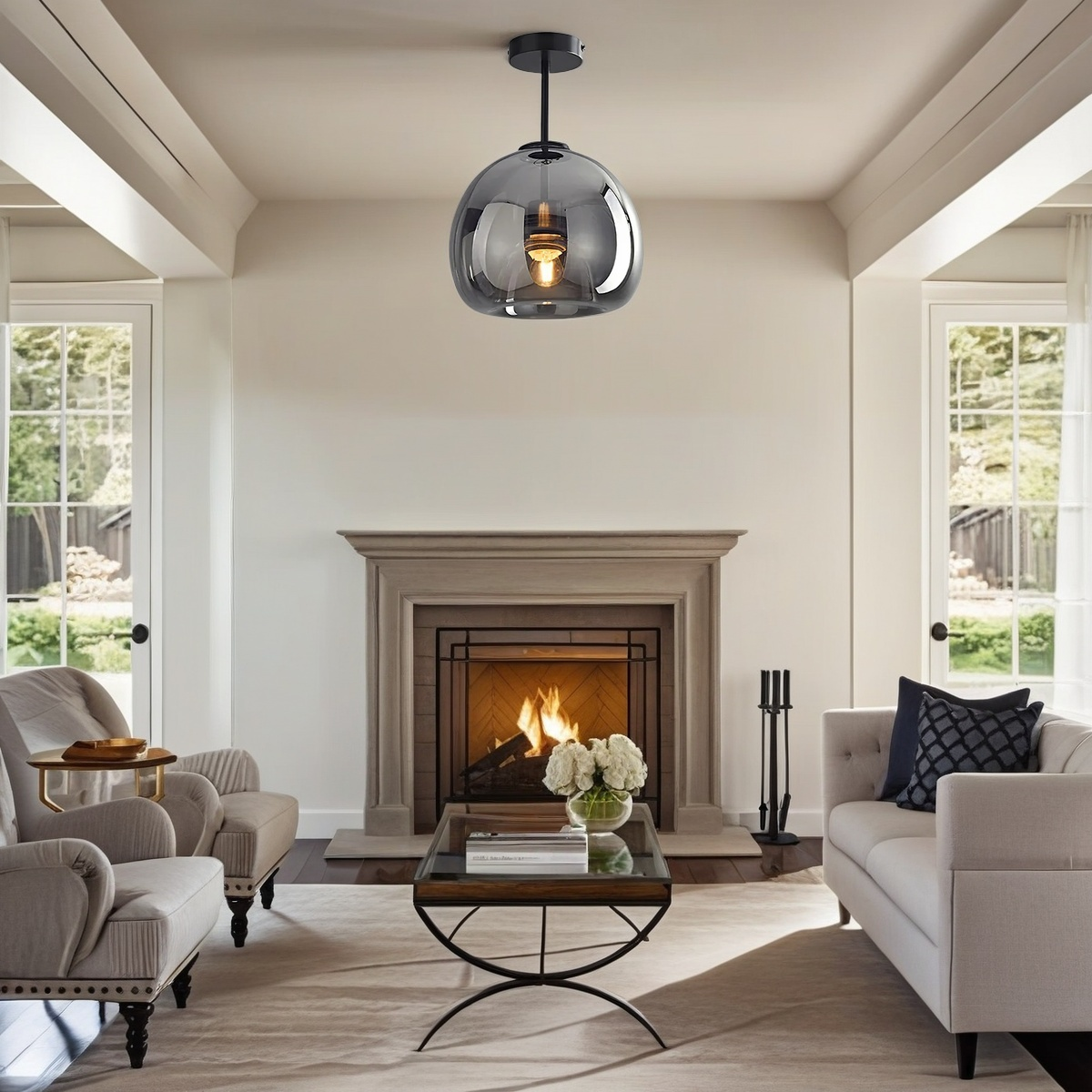 Luvo | Glass and Copper Ceiling Light