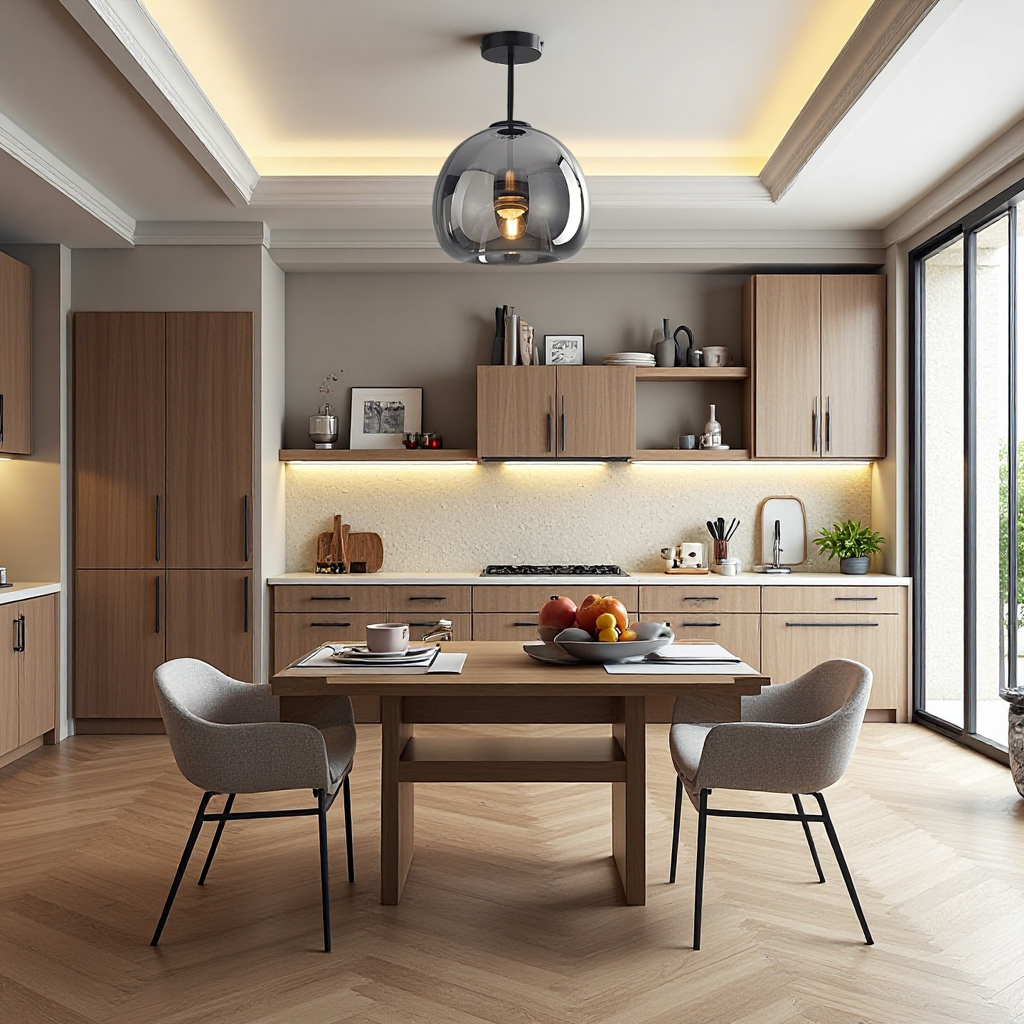 Luvo | Glass and Copper Ceiling Light
