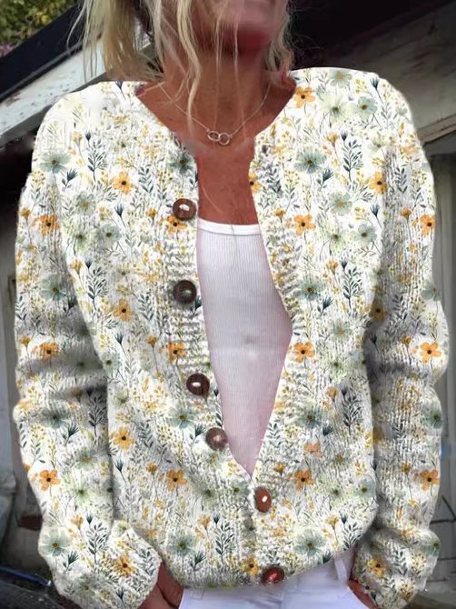 Gilet pour femme à motif floral | Col rond