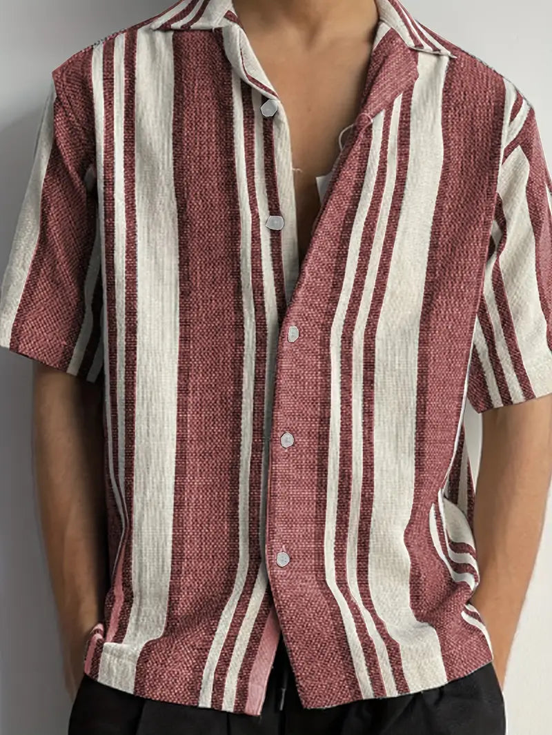 Luvo | Chemise Rayée à Manches Courtes pour Homme – Stylée et Légère