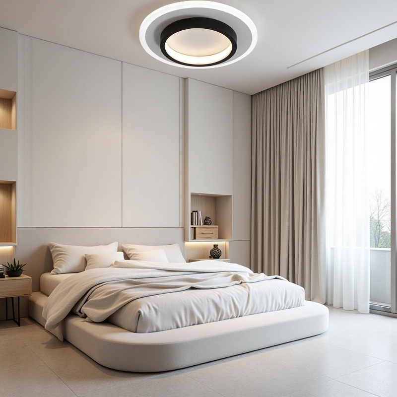 Luvo | Round Ceiling Light – Metal and Acrylic Ring Design