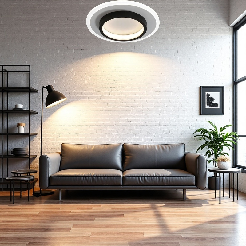 Luvo | Round Ceiling Light – Metal and Acrylic Ring Design