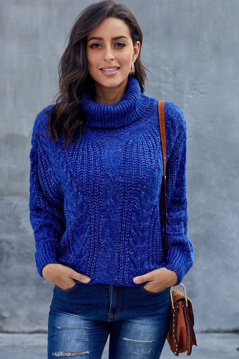 Luvo | Pull pour femme à grosses mailles torsadées – Col roulé