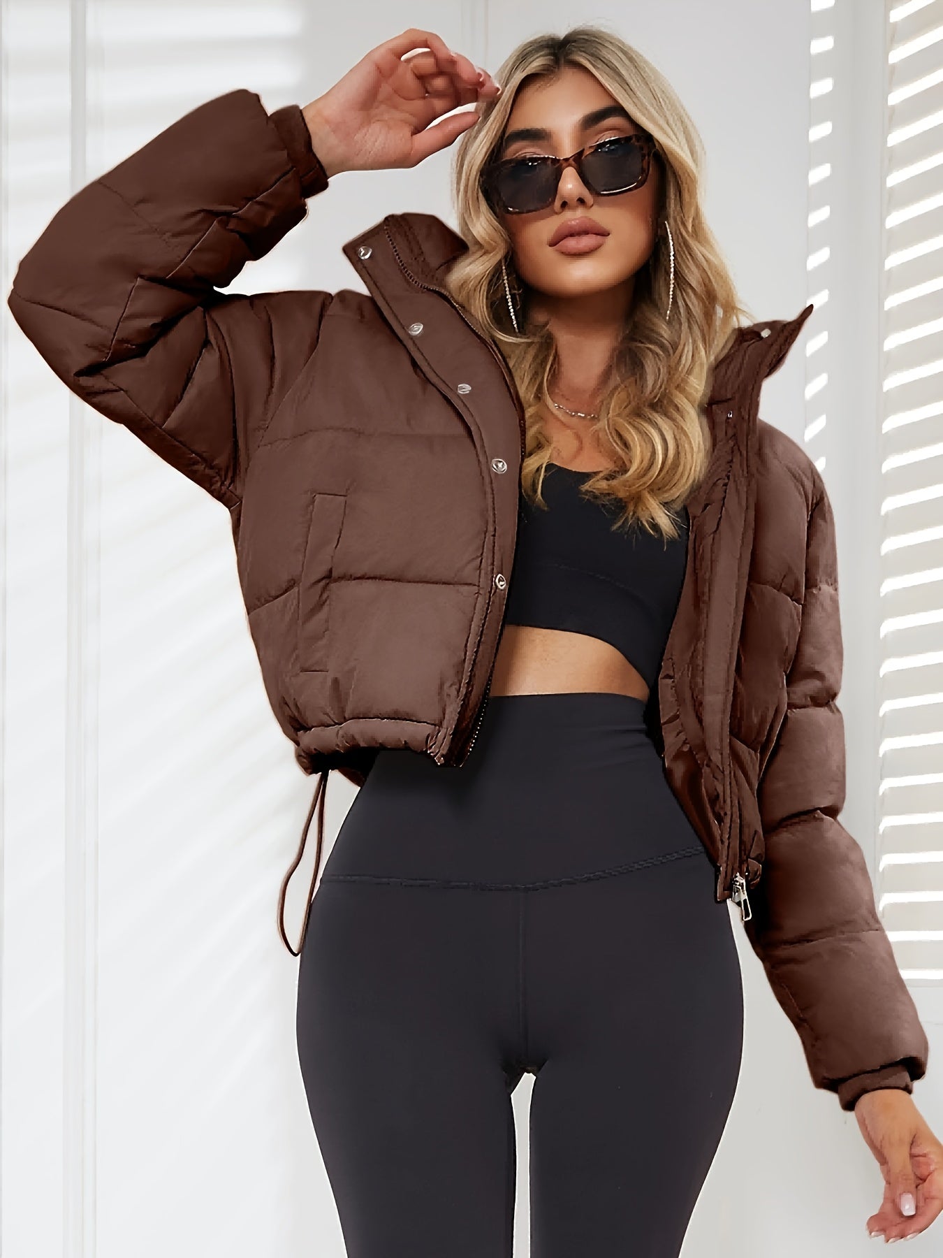 Luvo | Veste de Mi-Saison Courte pour Femme avec Capuche