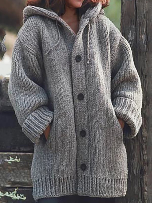 Luvo | Gilet Long en Maille pour Femme avec Capuche