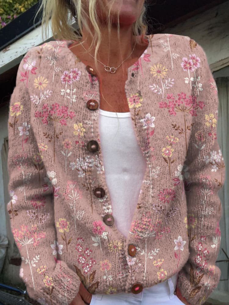 Gilet pour femme à motif floral | Col rond