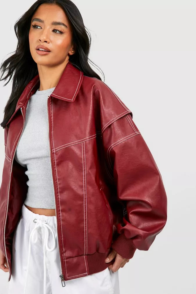 Luvo | Veste Rouge Élégante pour Femme – Coupe Oversize