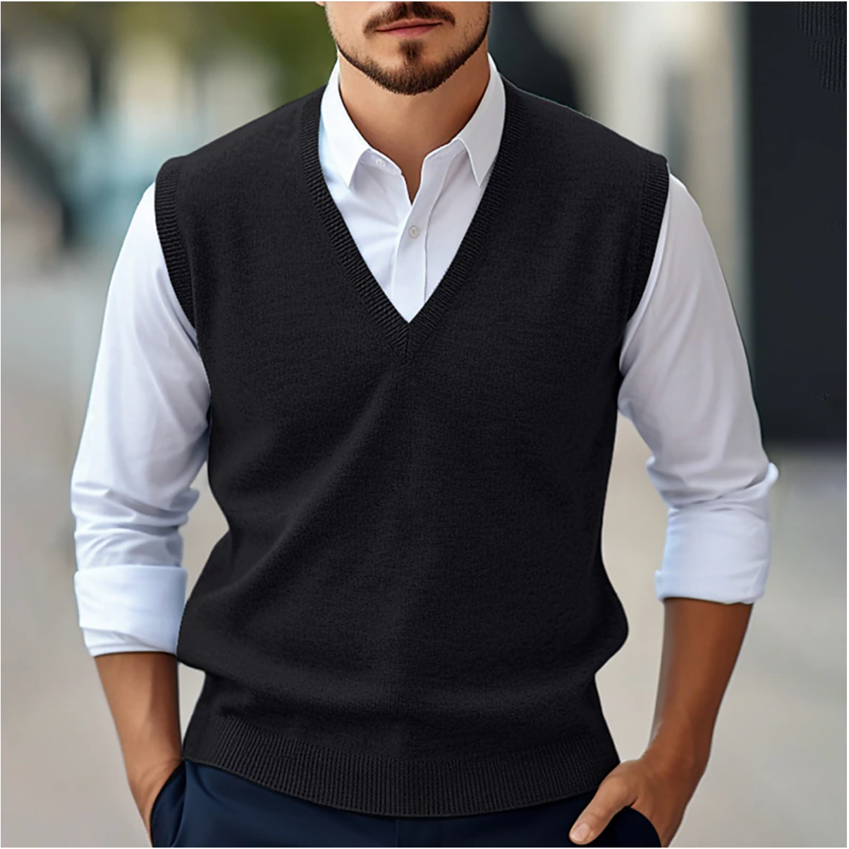 Luvo | Pull Sans Manches à Col en V – Élégant et Confortable
