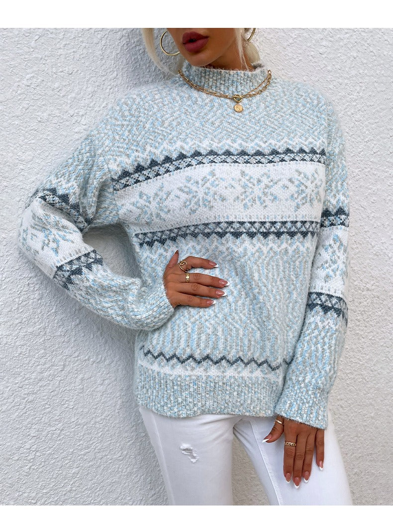 Luvo | Pull pour Femme – Coupe Ample – Motif Flocon de Neige