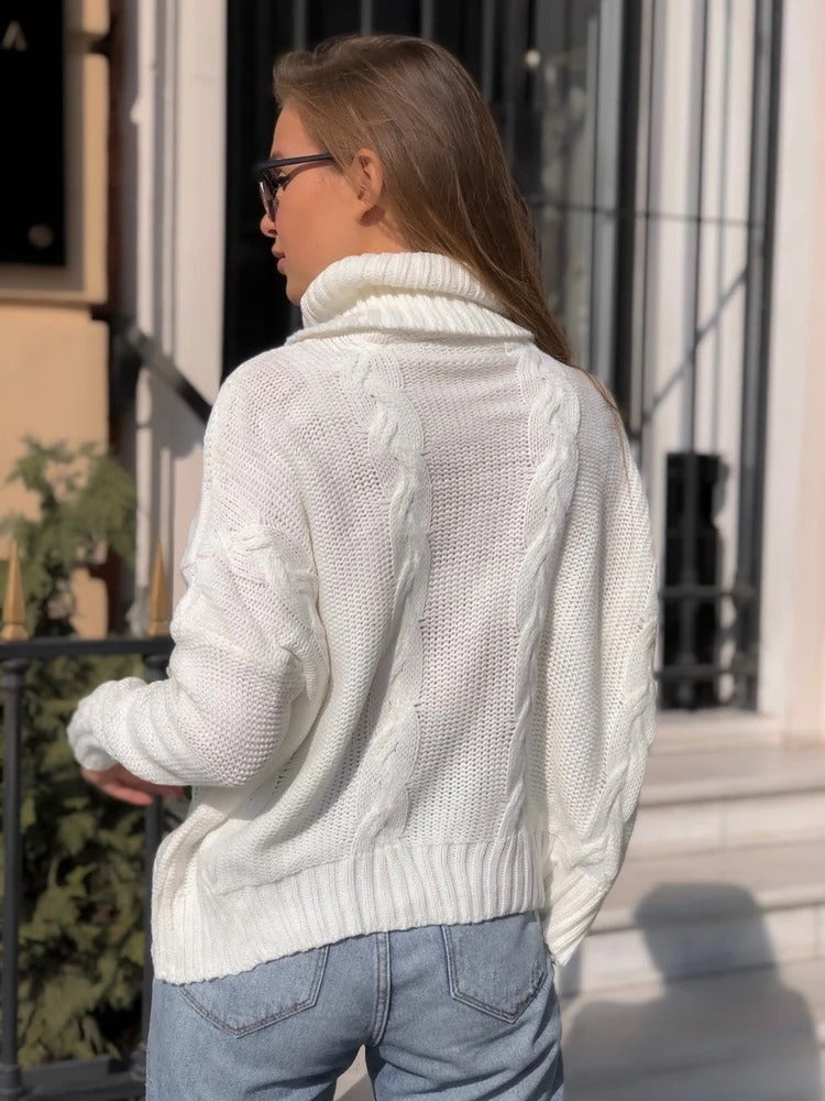 Luvo | Pull en Tricot pour Femme – Col Roulé Épais – Coupe Ample