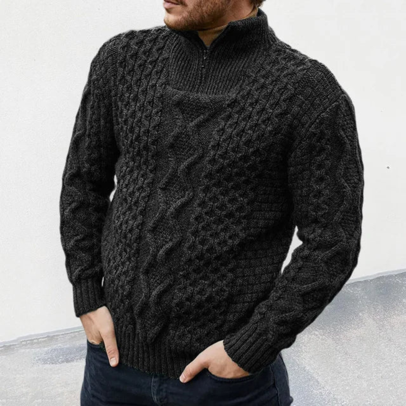 Luvo | Pull à col roulé zippé en maille pour homme
