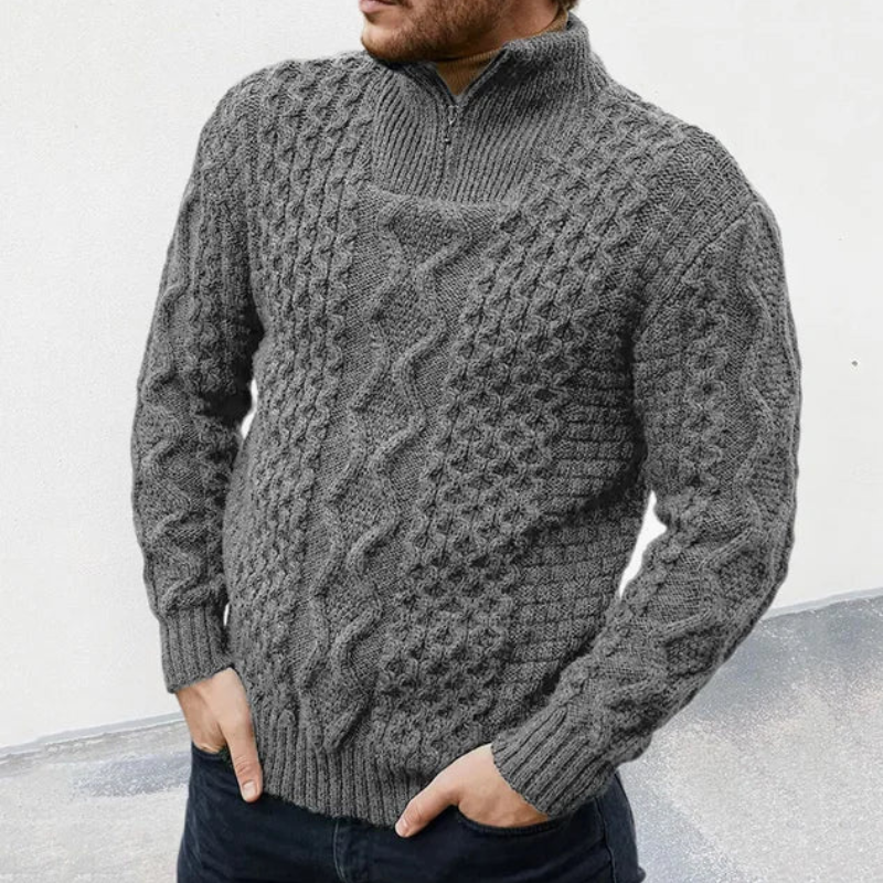 Luvo | Pull à col roulé zippé en maille pour homme